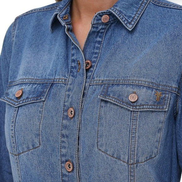 Frye Blue Jean Denim Mini Dress Size Large - Picture 3 of 6